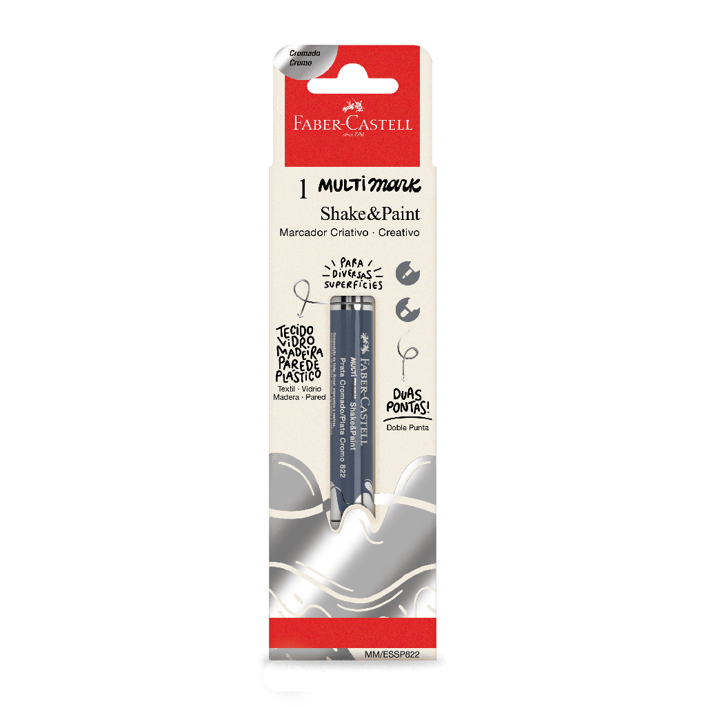 Marcador MultiMark Multisuperfície Faber-Castell Cromado, 1 marcador - MM/ESSP822 em Oferta na Shopee