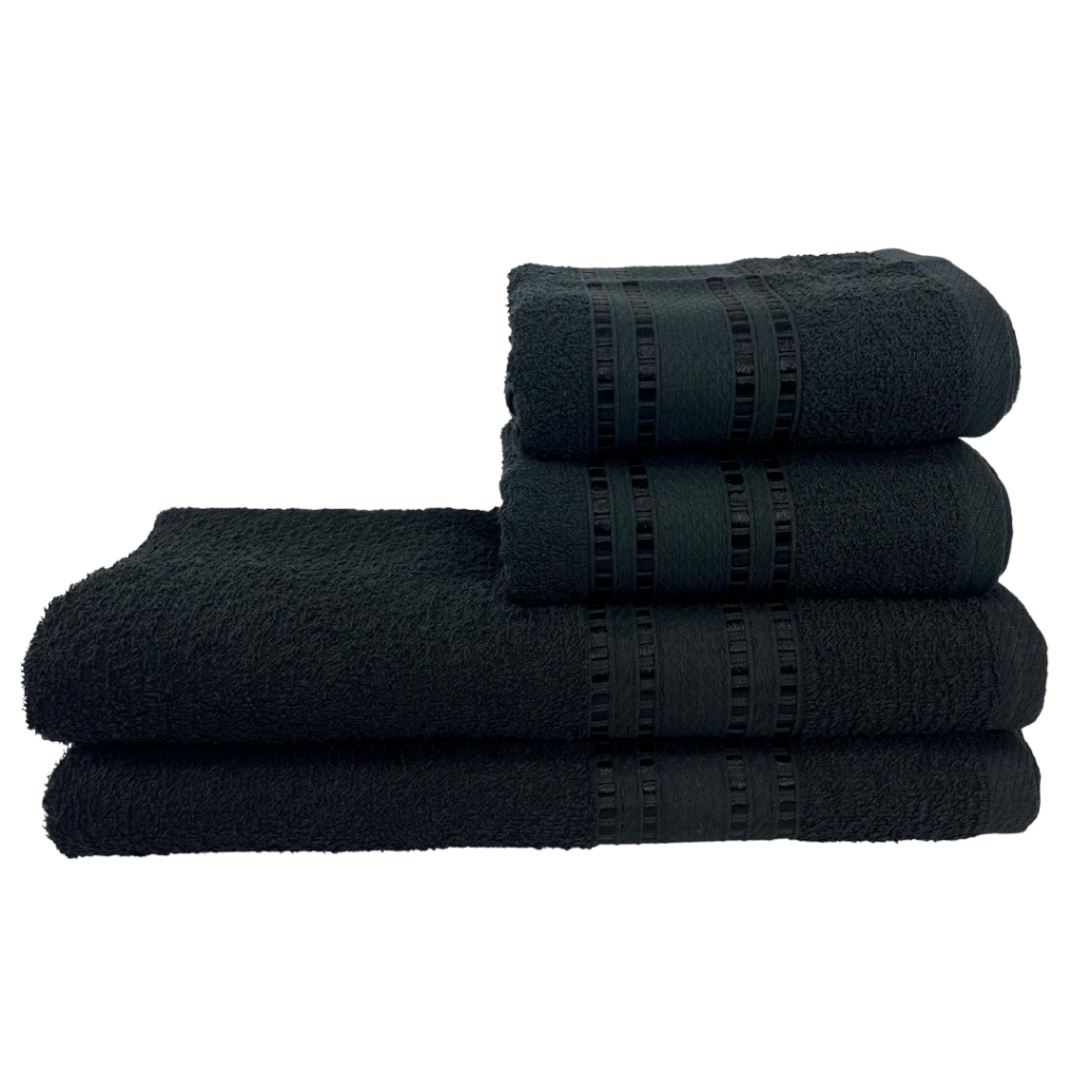 Kit 4pçs Toalhas Topázio Preto ( 2 Banho 2 Rosto) Atacado