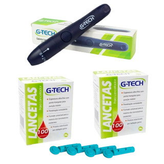Caneta Lancetadora C/ 200 Lancetas Coleta De Sangue - G-tech