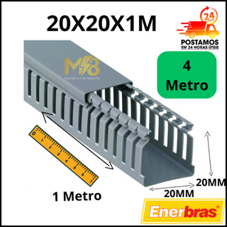 4 Canaleta Recorte Aberto Cinza 20x20mm Barra 1m em Oferta na Shopee