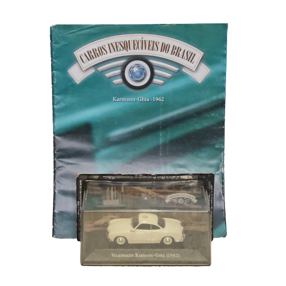 1962 VOLKSWAGEN KARMANN-GHIA CARROS INESQUECÍVEIS DO BRASIL - ALTAYA 1:43 CASE ACRÍLICO LACRADO COM REVISTA