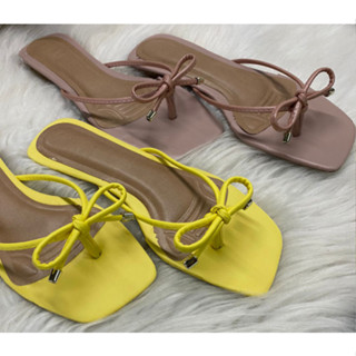 Chinelo Quadrado Com Laço Para Verão