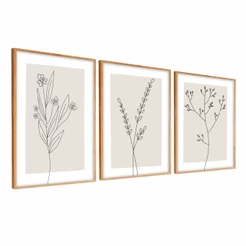 Conjunto Quadros Decorativos Moldura 50x70 cm Sala Quarto Minimalista Moderno Sala