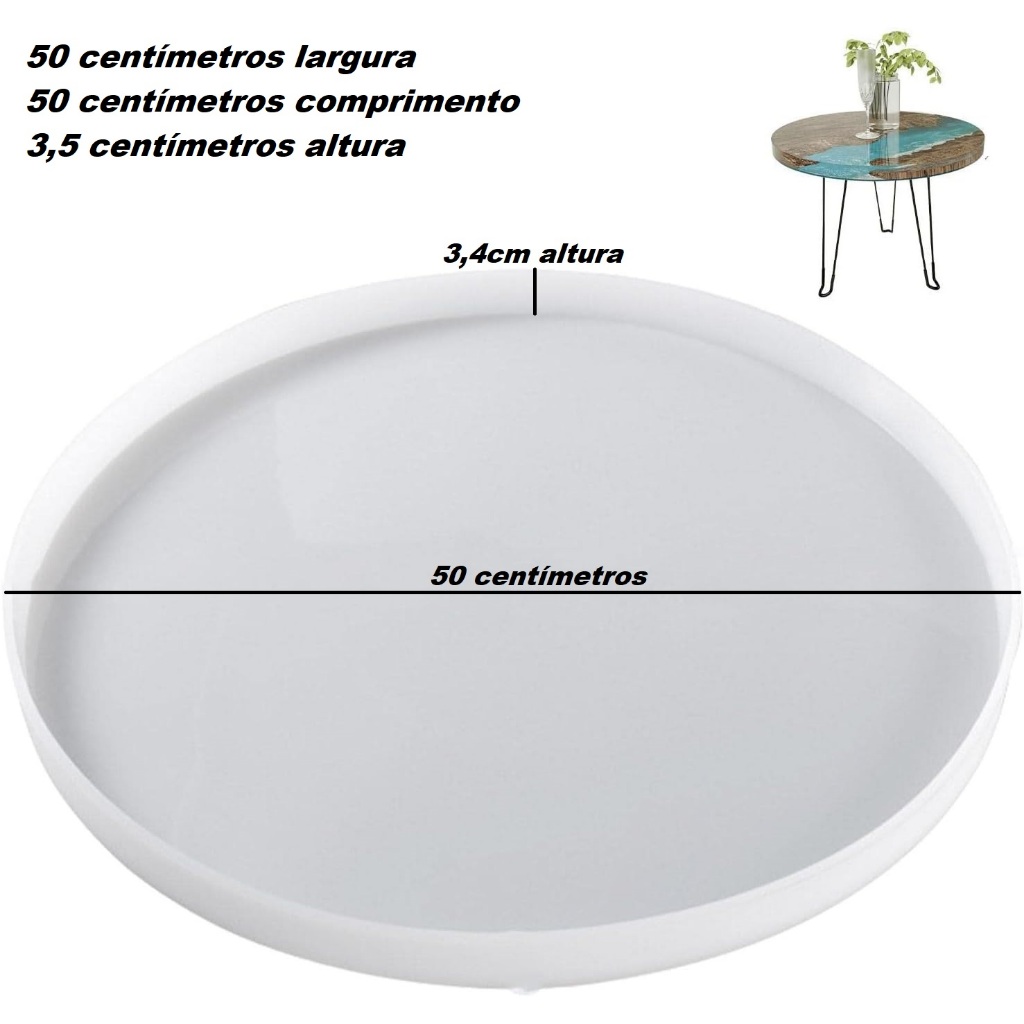 Molde Silicone Redondo Para Fazer Mesa Resina 50cm Tamanho G Grande