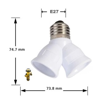 Soquete Adaptador Bocal Duplo Tipo Y Para Lampada Bocal E27 Bivolt Branco
