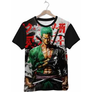 Camisa Camiseta Personalizada Anime One Piece Zoro Impressão Digital Arte Própria - OBDS