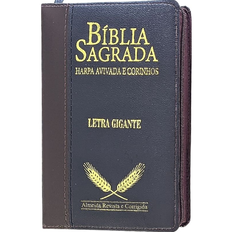 Bíblia Sagrada ARC Letra Gigante Com Harpa Zíper Índice em Oferta na Shopee