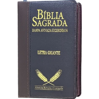 Bíblia Sagrada ARC Letra Gigante Com Harpa Zíper Índice em Oferta na Shopee