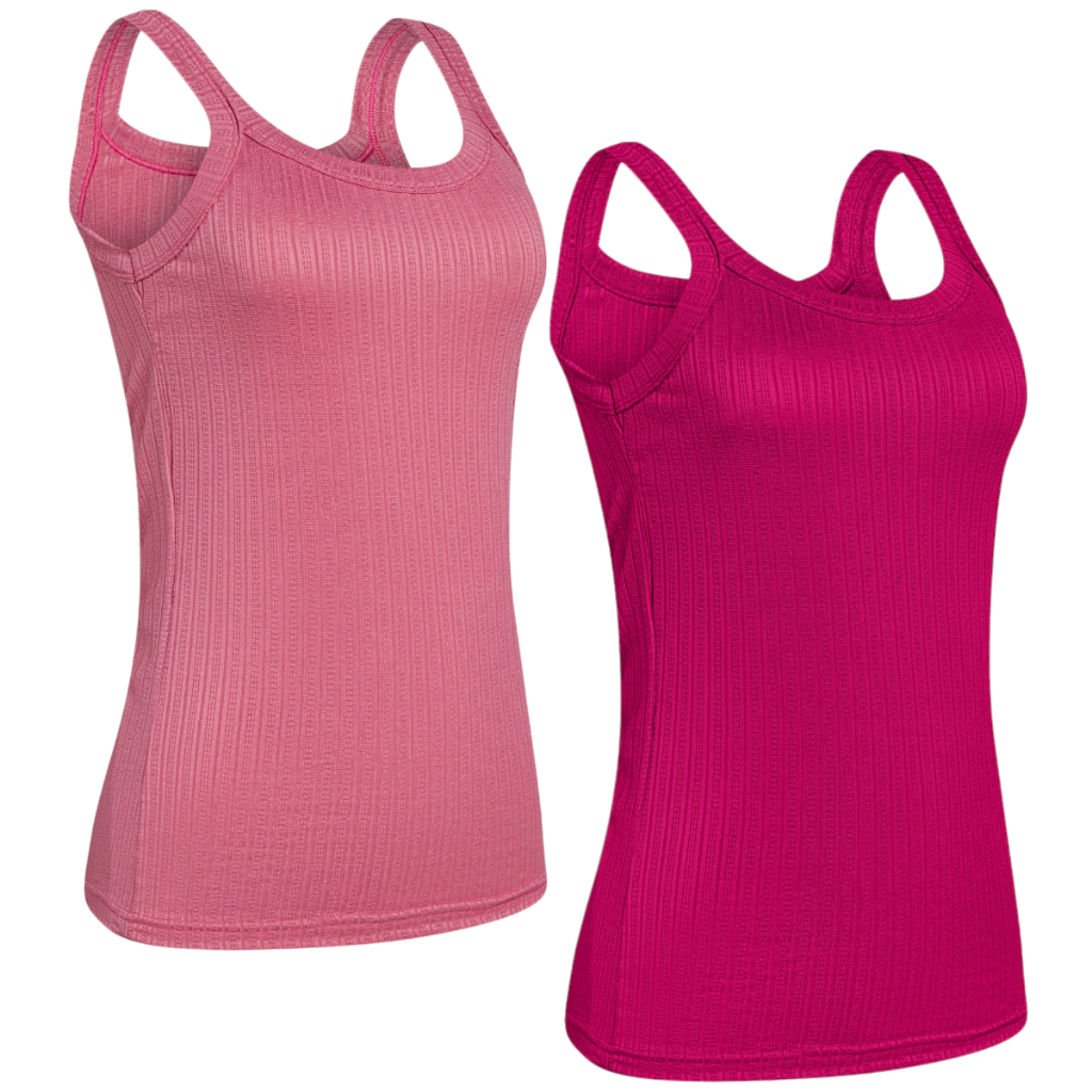 Kit 2 Regatinhas Feminina Blusas Canelada Alça Fina Com Elastano S/ Bojo