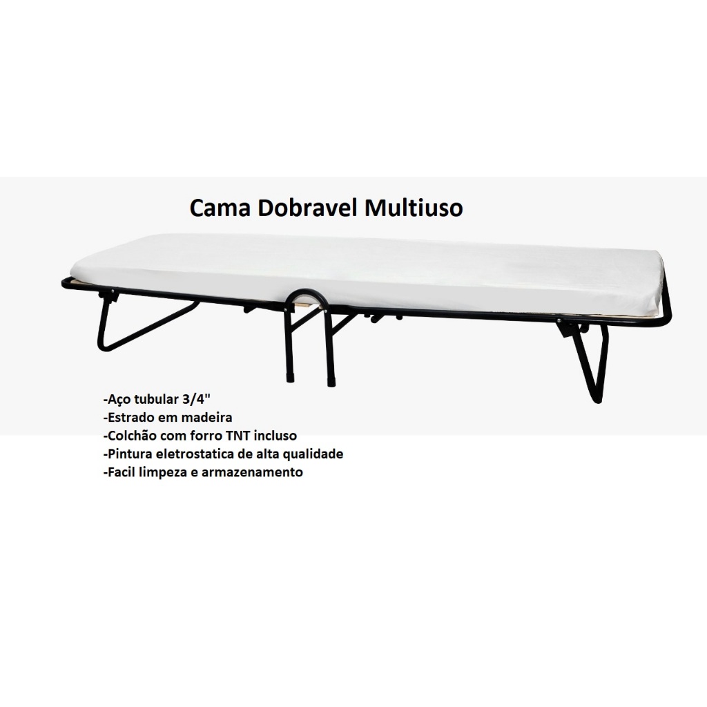 Cama Portátil Dobrável Multiuso Camping Com Colchonete Incluso Preta em Oferta na Shopee