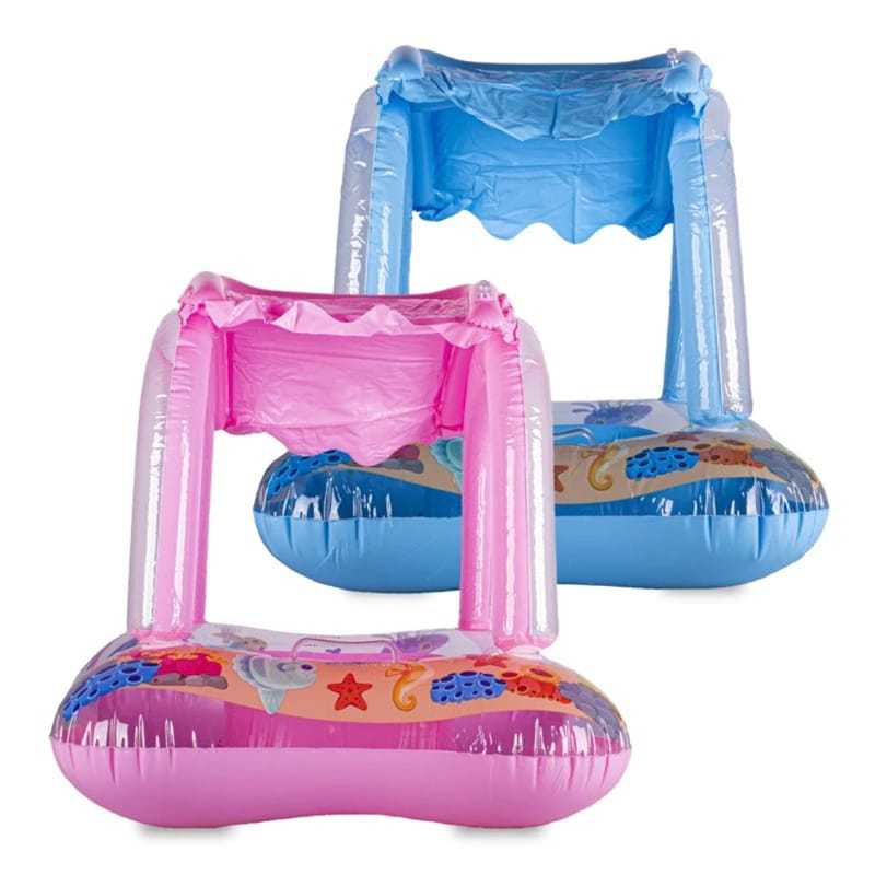 Boia inflavel bote com cobertura de proteção para bebês