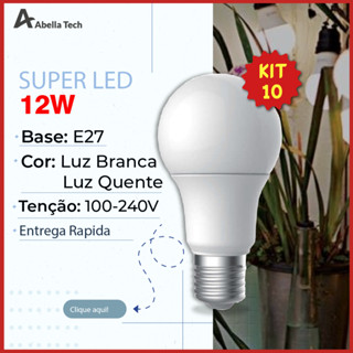10 Lâmpada Led Bulbo 12w Branco Frio 6500K (Luz Branca) | Branco Quente 3200K (Luz Amarela) | Bivolt E27