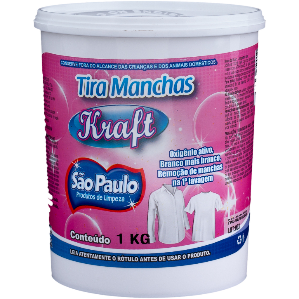 Percabonato de Sódio Tira Manchas Roupas Coloridas e Brancas Kraft 1kg - Com Percabonato de Sódio
