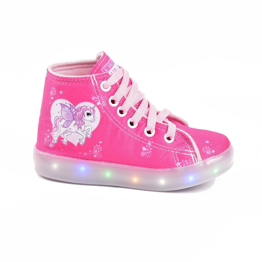 Tênis Feminino Infantil Led Botinha Unicórnio Meninas Cano Alto em Oferta na Shopee
