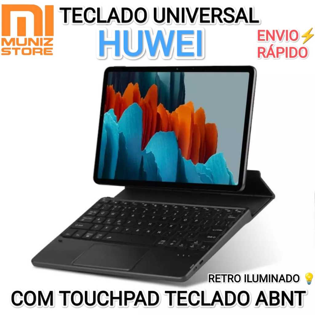 Teclado Huwei Mi Pad 5/6/Redmi Pad/SE 11'' Para Tablet Xiaomi Bluetooth Touch Pad Retroiluminação Colorida Universal