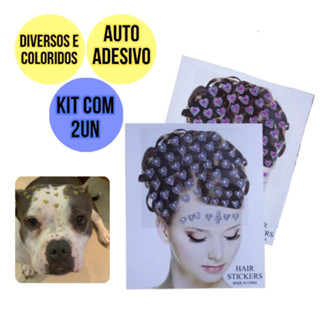 Cartelas Pet Adesivo Para Cachorro 4 Unidades Enfeite Adesivo Piercing p/ Banho e Tosa / Cachorro, Cão, Brilho Piercing - Cães e Gatos