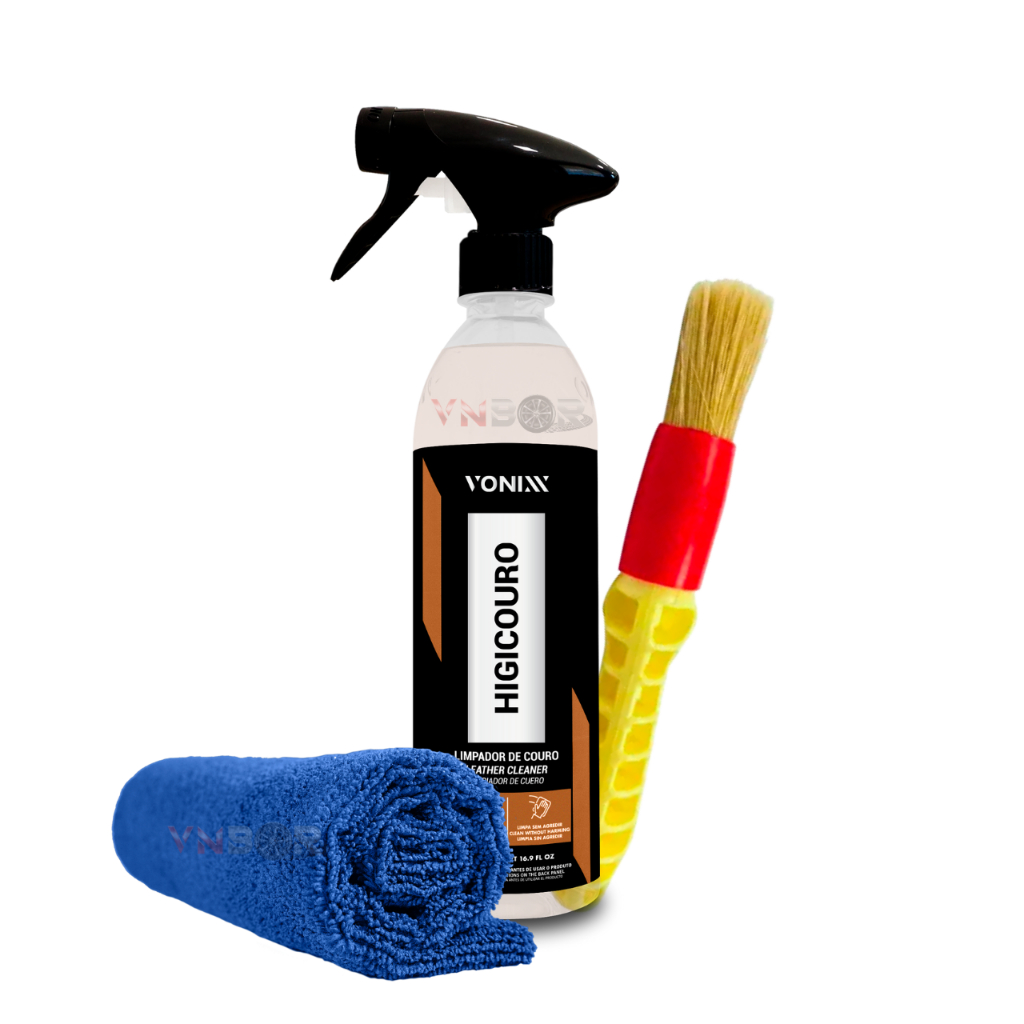 HIGICOURO 500ml Vonixx Limpador de Couro Natura e Sintetico Limpa Couros Sapatos Botas Bolsas Painel Courino Kit Com Pincel e Pano em Oferta na Shopee