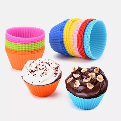 OFERTA Mini Forminhas Multicolorida 12 Unidades Forma Forma Redondo 5X3X2CM Silicone Para Cupcake