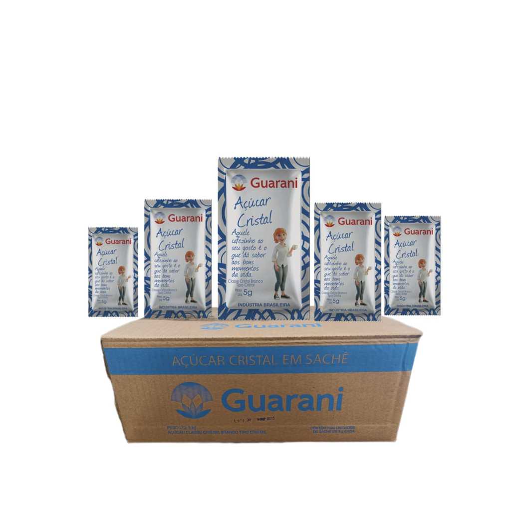 Açúcar Cristal em Sache - Caixa com 1.000 sachês de 5g cada - Guarani em Oferta na Shopee