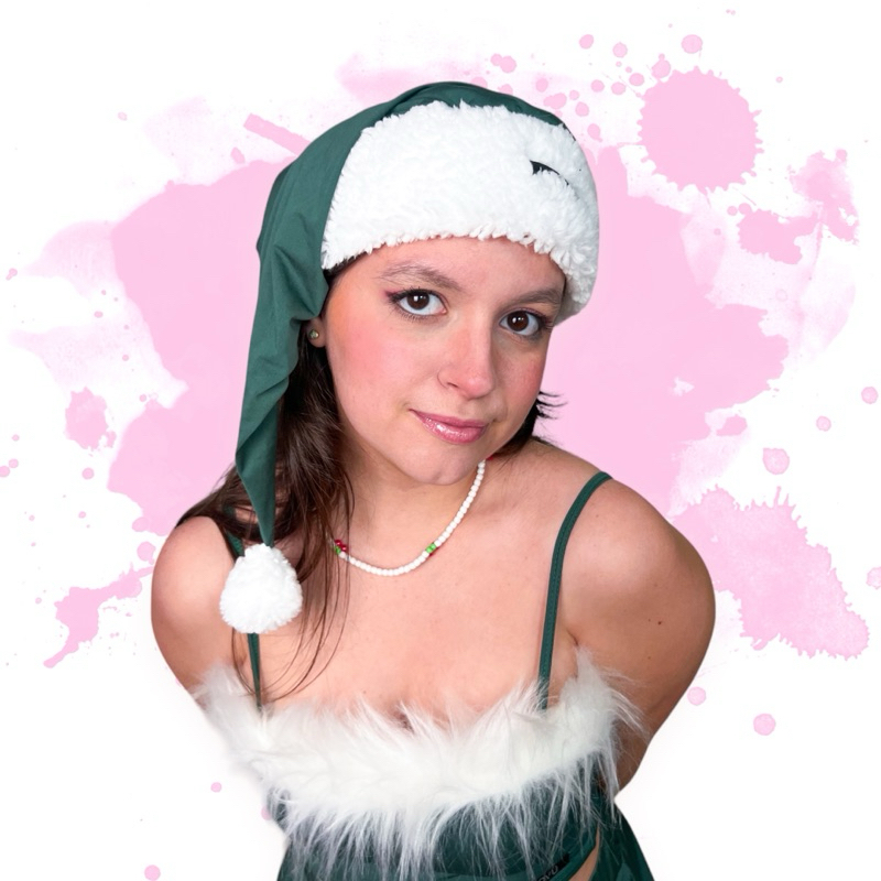 Touca de Natal Verde Duende Musgo Colorida Mamãe Noel Unissex Gorro Papai Noel Rosa E Preta