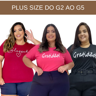 Kit 6 Blusas Plus Size Até o 60 T-Shirt Feminina De Malha com Silk.