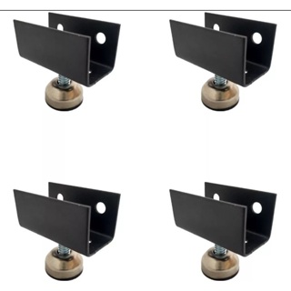 Sapata "U" para MDF 15mm com rosca Preto + Pé Nivelador + Parafusos  - Kit 4 un em Oferta na Shopee