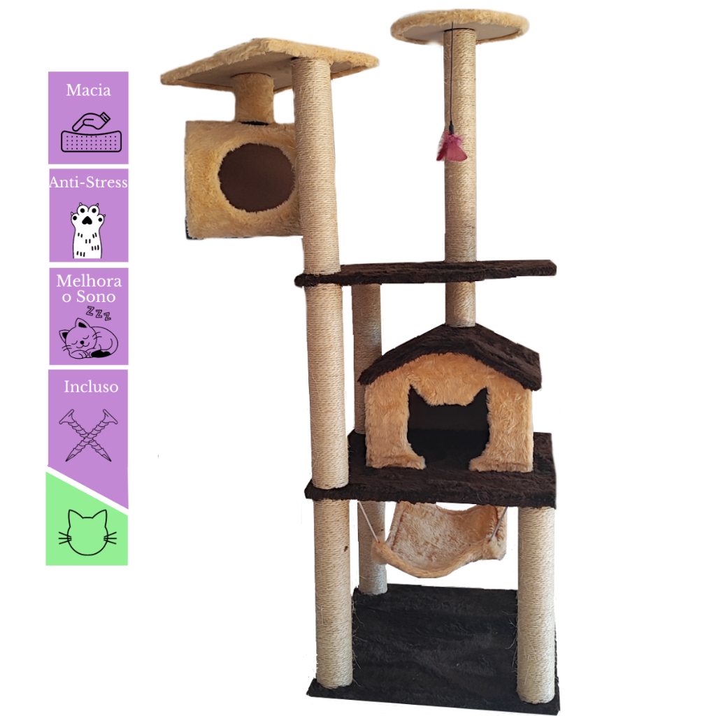 Casinha Arranhador Rede Túnel Gatos Toca Torre Poste Sisal Paraíso Pet em Oferta na Shopee