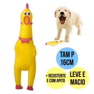 Galinha Pet Mordedor Cachorro Brinquedo Pet Frango Borracha Faz Barulho 16cm Pet