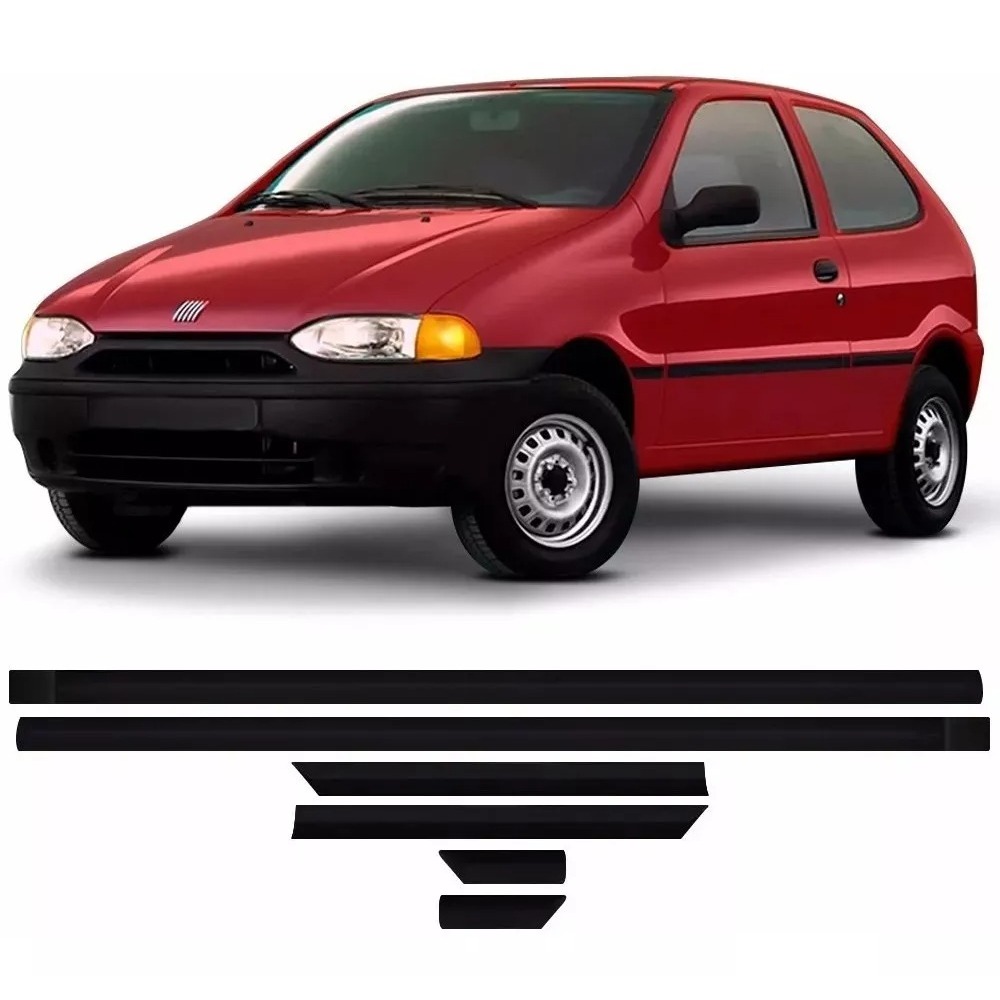 Kit Frisos Laterais Palio 2 Portas 96 97 98 99 A 2001 Preto 6 Peças