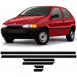 Kit Frisos Laterais Palio 2 Portas 96 97 98 99 A 2001 Preto 6 Peças