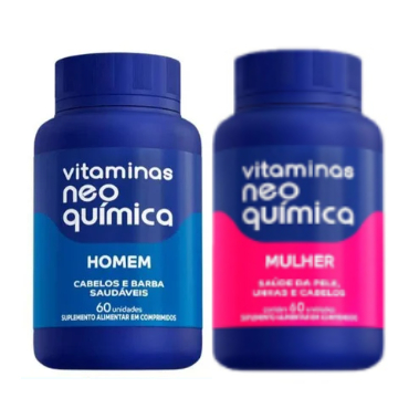 KIT VITAMINA NEO QUÍMICA HOMEM / MULHER COM 60 COMP. - 2 UNIDADES