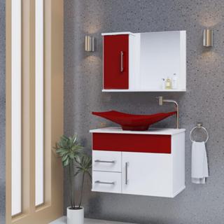 Conjunto Turin MDF gabinete de banheiro com pia e espelheira em Oferta na Shopee