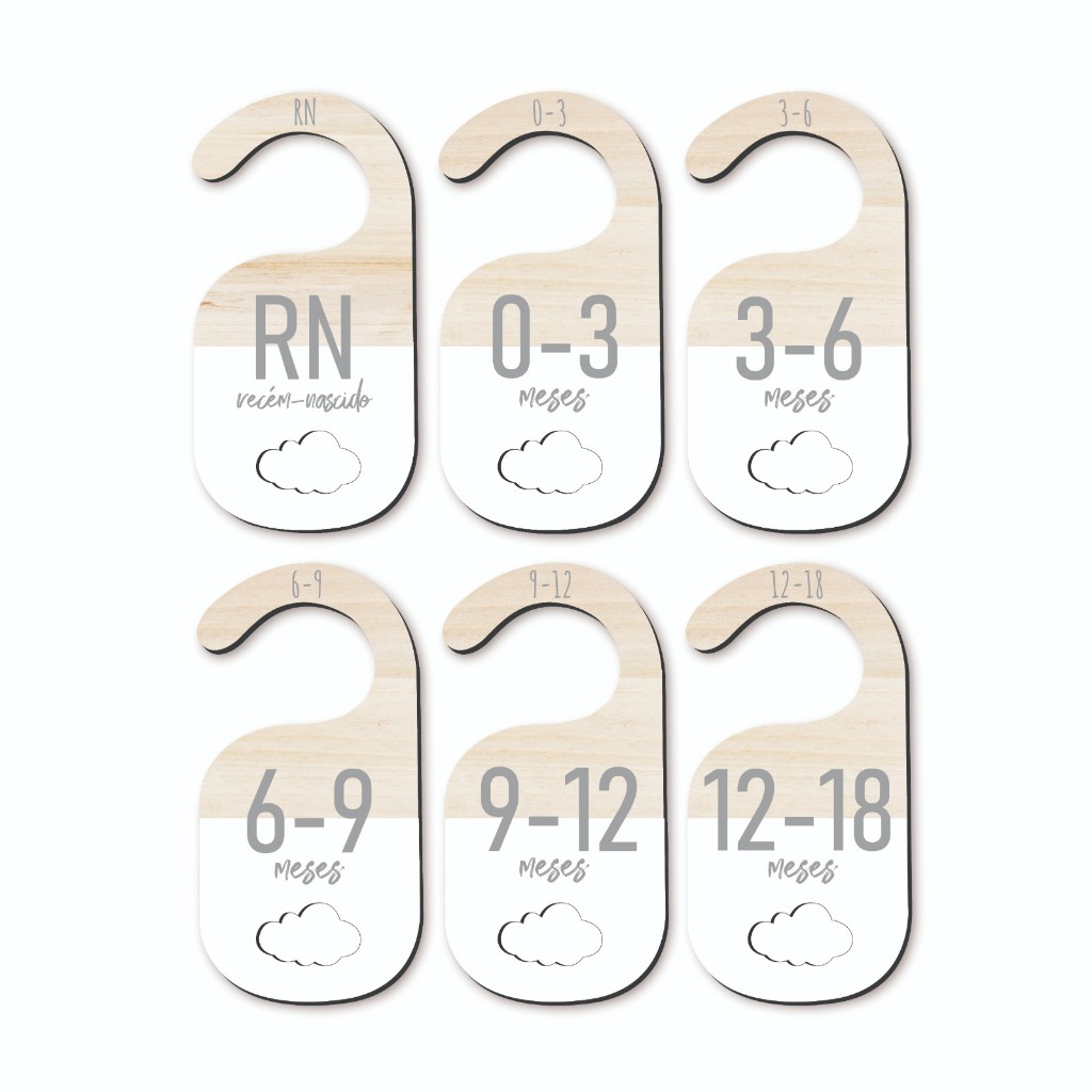 Separador E Organizador De Cabides Para Bebe Infantil - Nuvem Vazado