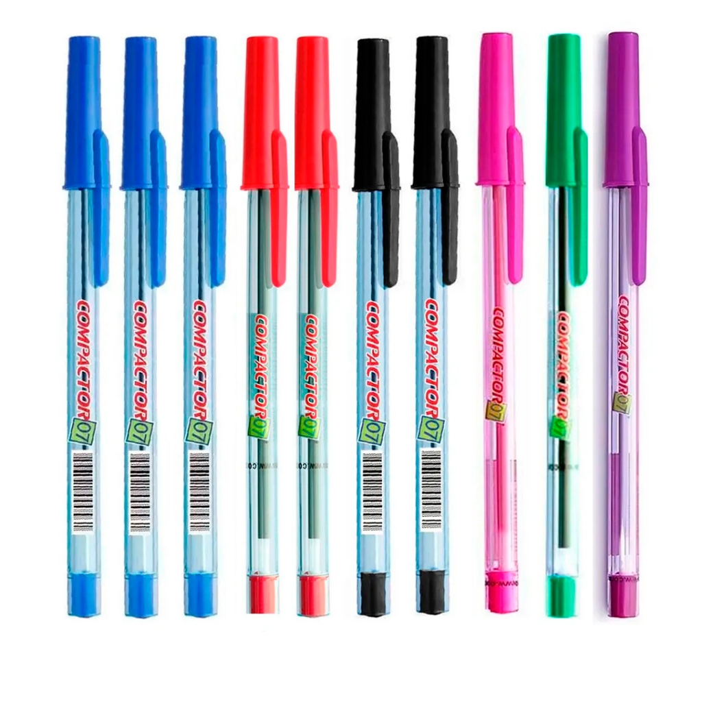 10 Canetas Compactor Esferográfica Fina 0.7 em Oferta na Shopee
