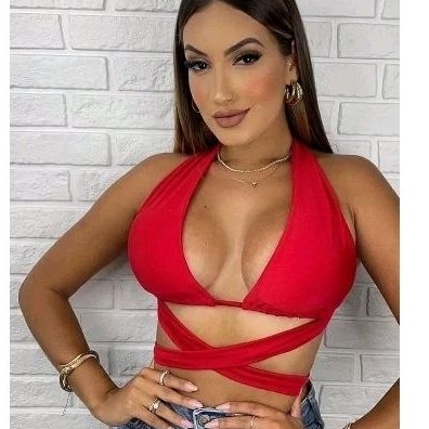Cropped Alcinha Verão Tendência Decote Blogueira Cruzado moda feminina modinha balada alcinha