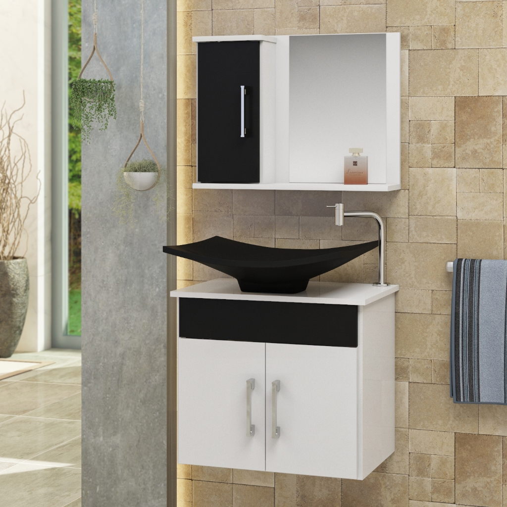Conjunto Bali MDF gabinete banheiro 50cm com cuba e espelheira em Oferta na Shopee