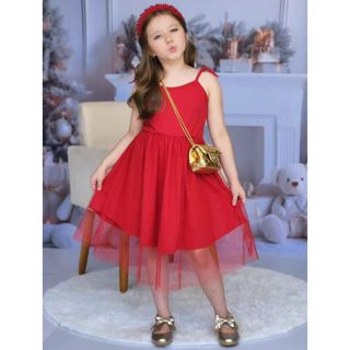 Vestido Infantil E Juvenil Tule Vermelho Natal Menina Com Saia Branco Lindo Alcinha Ano Novo Para Meninas Moda Fashion Princesas Verde Blogueirinha Bebê Moderna Festas Fim De Ano Princesinha