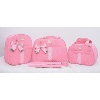 Kit Bolsa Maternidade I Laço e Faixa I 4 Peças Menina/Menino I Térmico e Impermeável