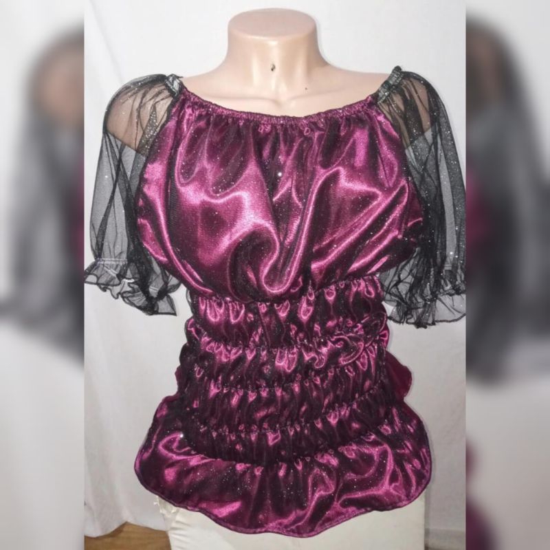 Blusa ciganinha com tule de glitter/pomba gira ENVIO IMEDIATO