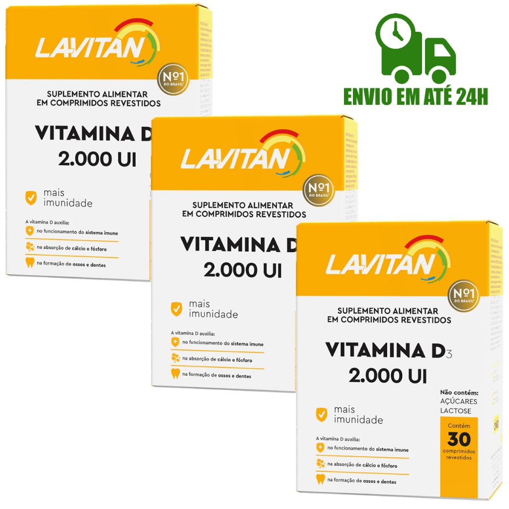 Kit Com 3 - Lavitan Vitamina D 2000 UI D3 Cimed Original