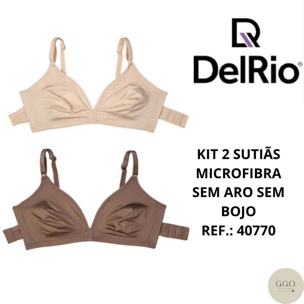 Kit com 2 sutiãs microfibra sem bojo sem aro Del Rio Ref.: 40770 em Oferta na Shopee