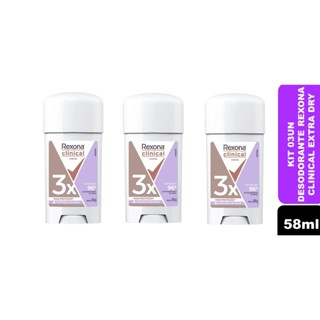 Kit 03un Desodorante Rexona Clinical Extra Dry Creme 58g
