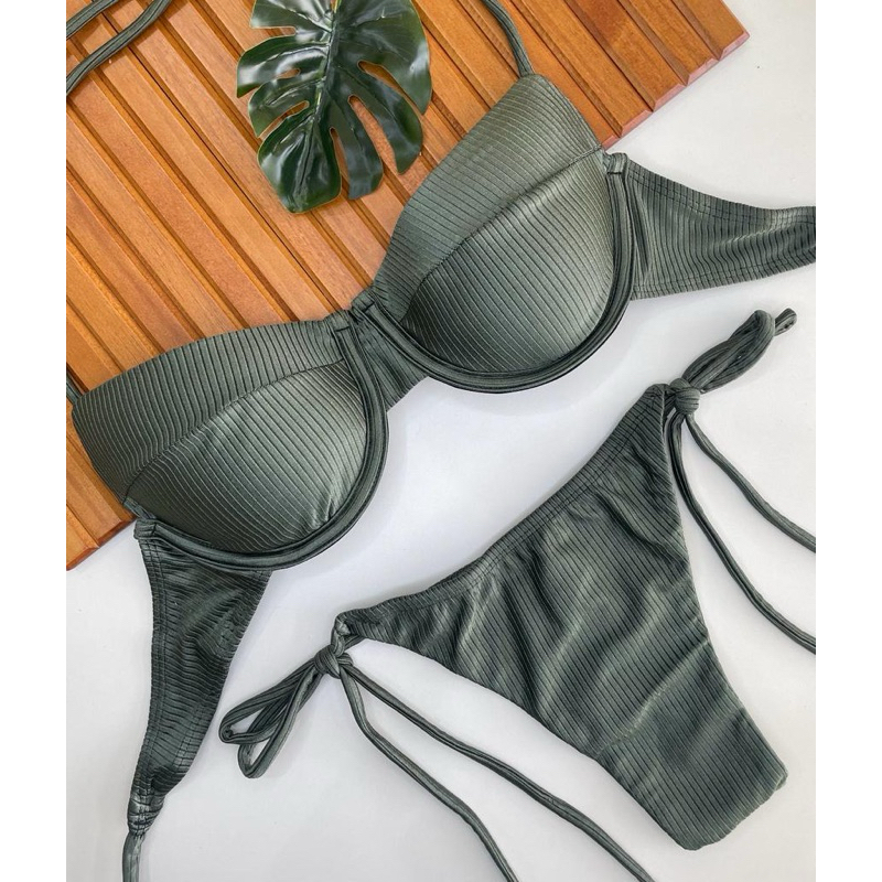 Biquíni Retro Meia Taça com aro com bojo removível Verão em Oferta na Shopee