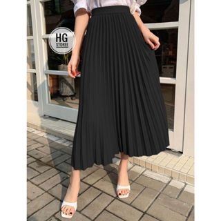 Saia midi plissada feminina lisa com forro longuete moda evangélica elegante e modesta em Oferta na Shopee
