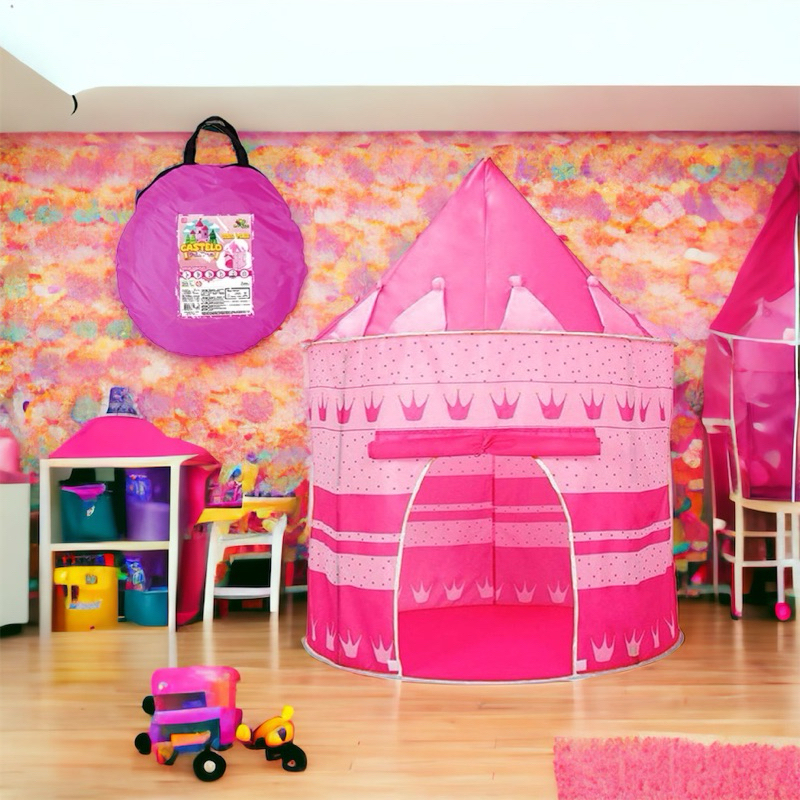 Barraca de Princesa Infantil Rosa Menina Tenda Castelo Princesa Cabana de Aventuras