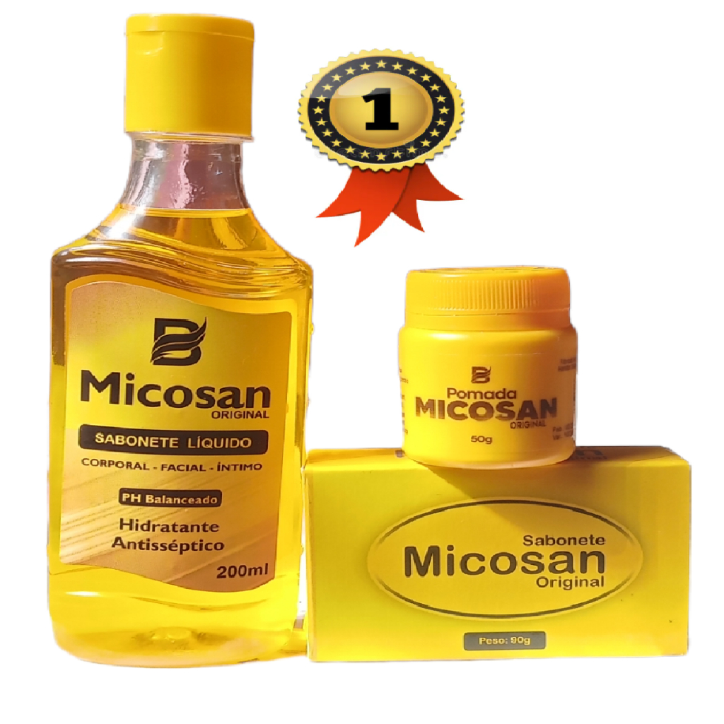 KIT 1 Sabonete Líquido 1 Creme 1Sabonete Barra Micosan Micose em Geral para Manchas Axila e Virilha
