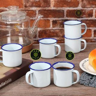 kit 6 Canecas Esmaltada 150 ML Retro de café acampamento metal fogueira copo vintage alça chá leite em Oferta na Shopee