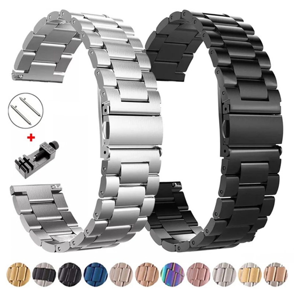 Pulseira de 20mm Metal Elos de aço inox para galaxy watch active 2 4 5 6/p8/p68/p80/p70/ls02/amazfit bip 3/dtx / Atrio