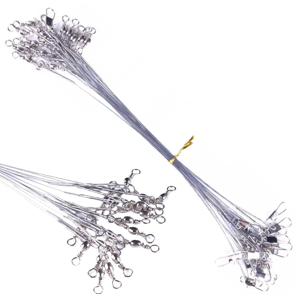 Kit Com 10 Peças  Leader Empate Cabo De Aço Com Girador E Snap  marca sahara 4", 6", 9", 12" em Oferta na Shopee