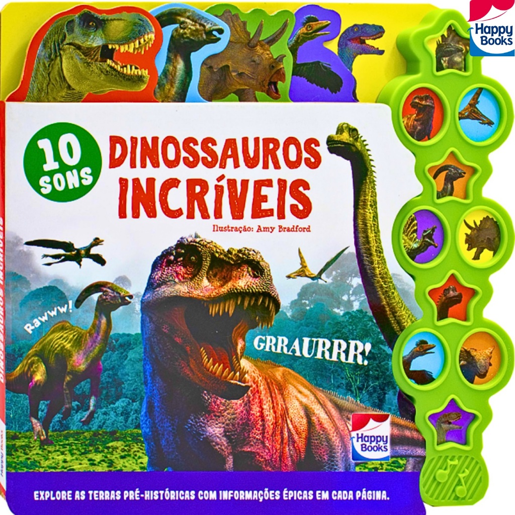 Livro Infantil Sonoro: Sons De Dinosauros Para Conhecer e Aprender Super Divertidos | Happy Books